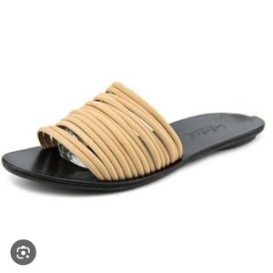 Loeffler Randall Lucia Tan Leather Slide Sandals